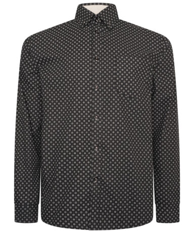 KAM - All Over Geo Print Shirt Black
