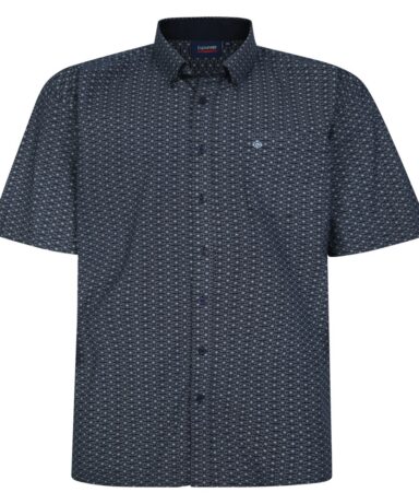 ESPIONAGE - Short Sleeve Geo Print Shirt Navy