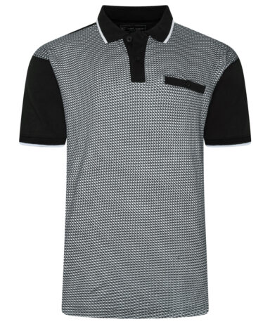 KAM - SMART MINI GEO PRINT POLO BLACK
