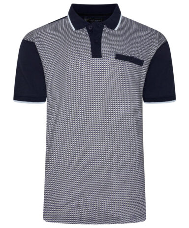 KAM - SMART MINI GEO PRINT POLO NAVY