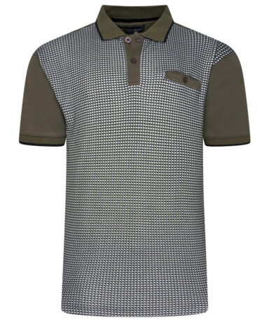 KAM - SMART MINI GEO PRINT POLO OLIVE