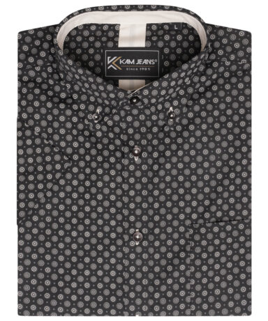 Alternative view of KAM - All Over Geo Print Shirt Black