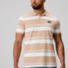 CANTERBURRY - MENS FUNDAMENTALS ENGINEERED STRIPE POLO WARM TAUPE