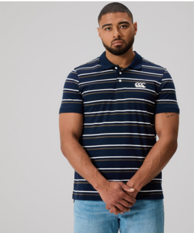 CANTERBURRY - MENS FUNDAMENTALS STRIPE POLO NAVY