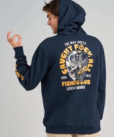 THE MAD HUEYS - TROPIC CAUGHT FK ALL FISHING HOODED PULLOVER NAVY