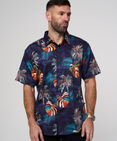 Alternative view of KAM - Acorn Palm Print Shirt